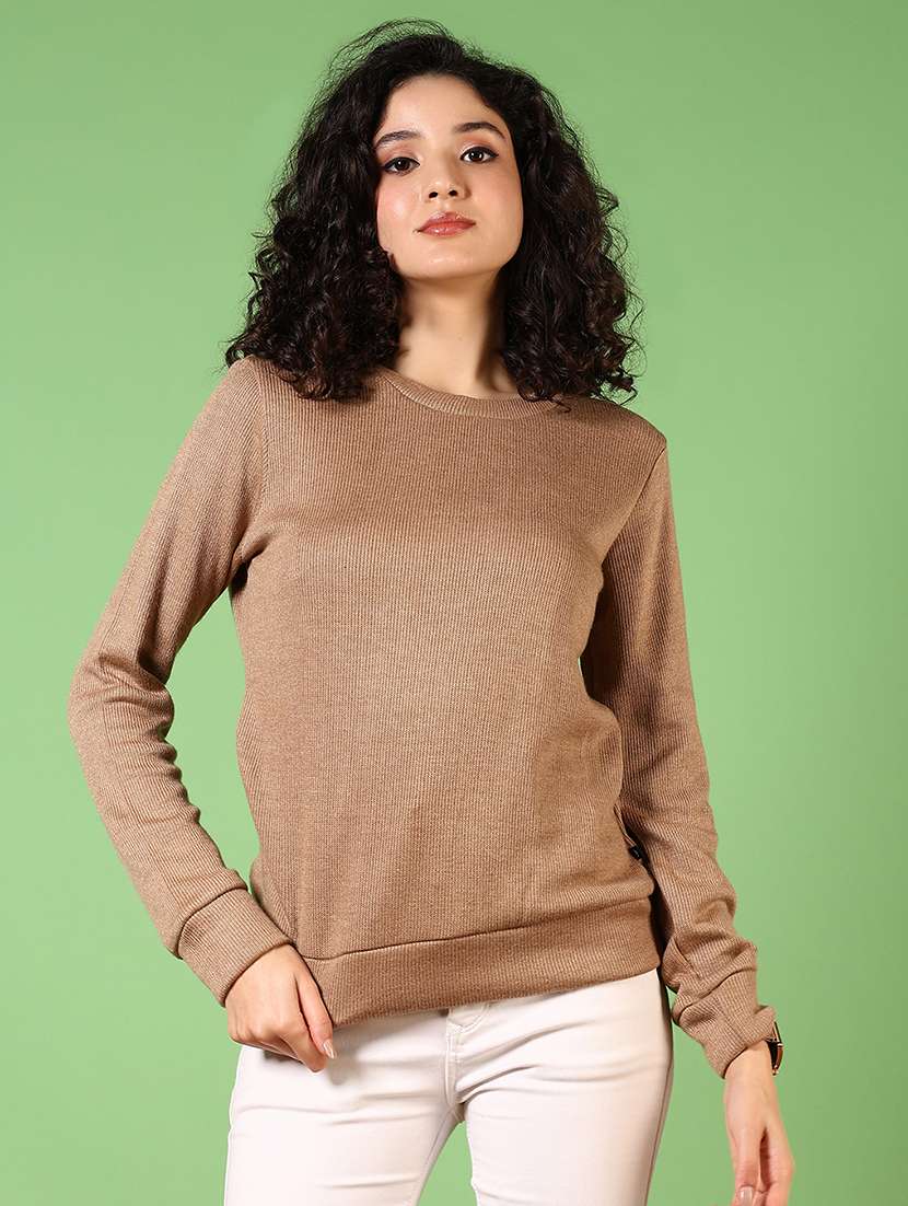 women solid long sleeve pullover