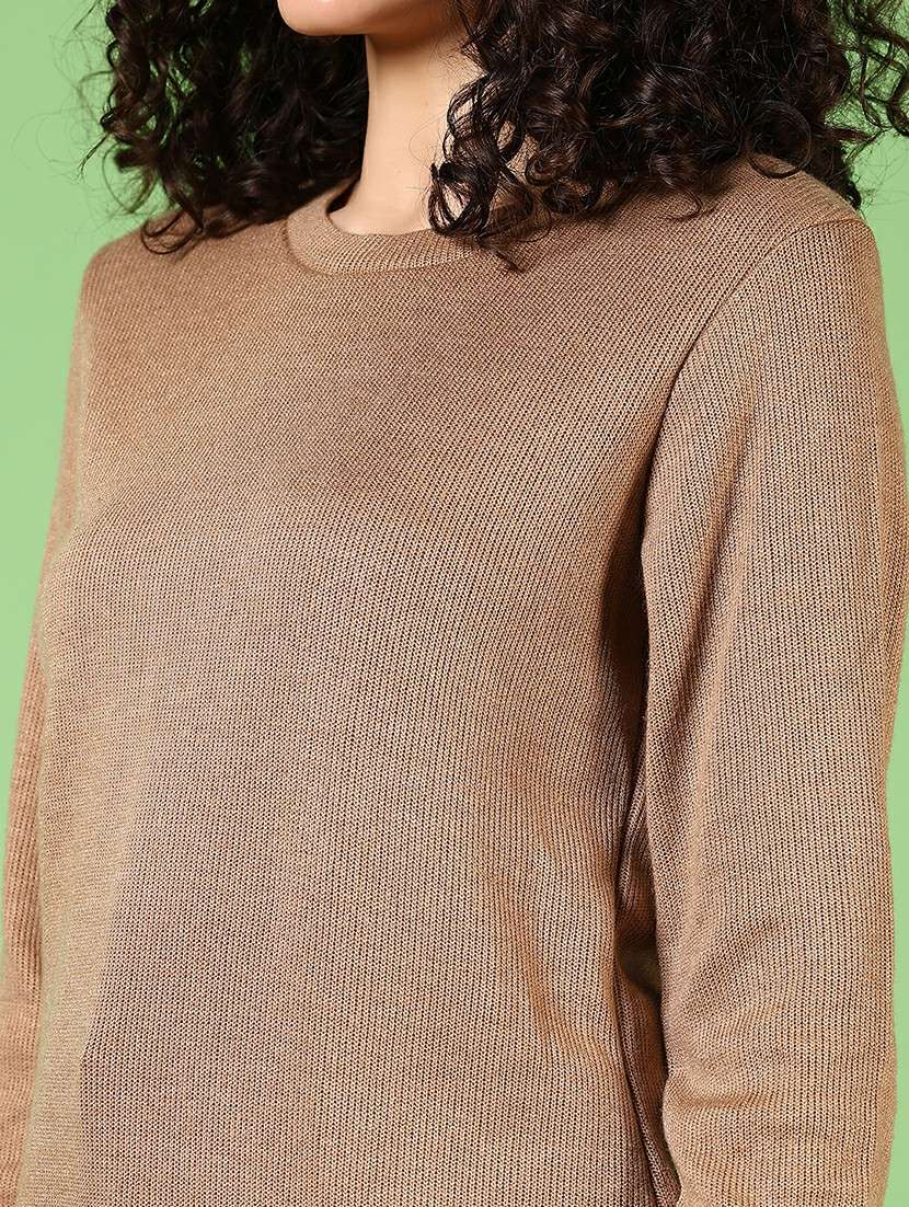 women solid long sleeve pullover - 21681095 -  Standard Image - 5