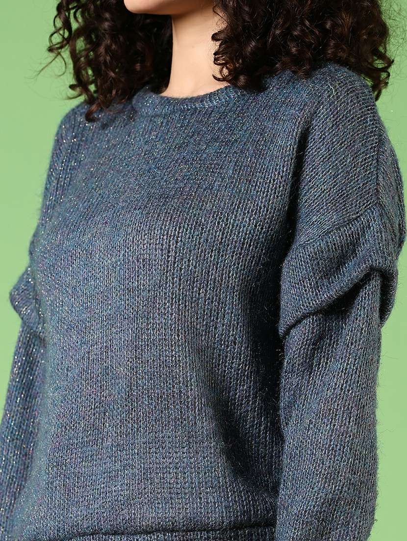 women solid long sleeve pullover - 21681099 -  Standard Image - 5