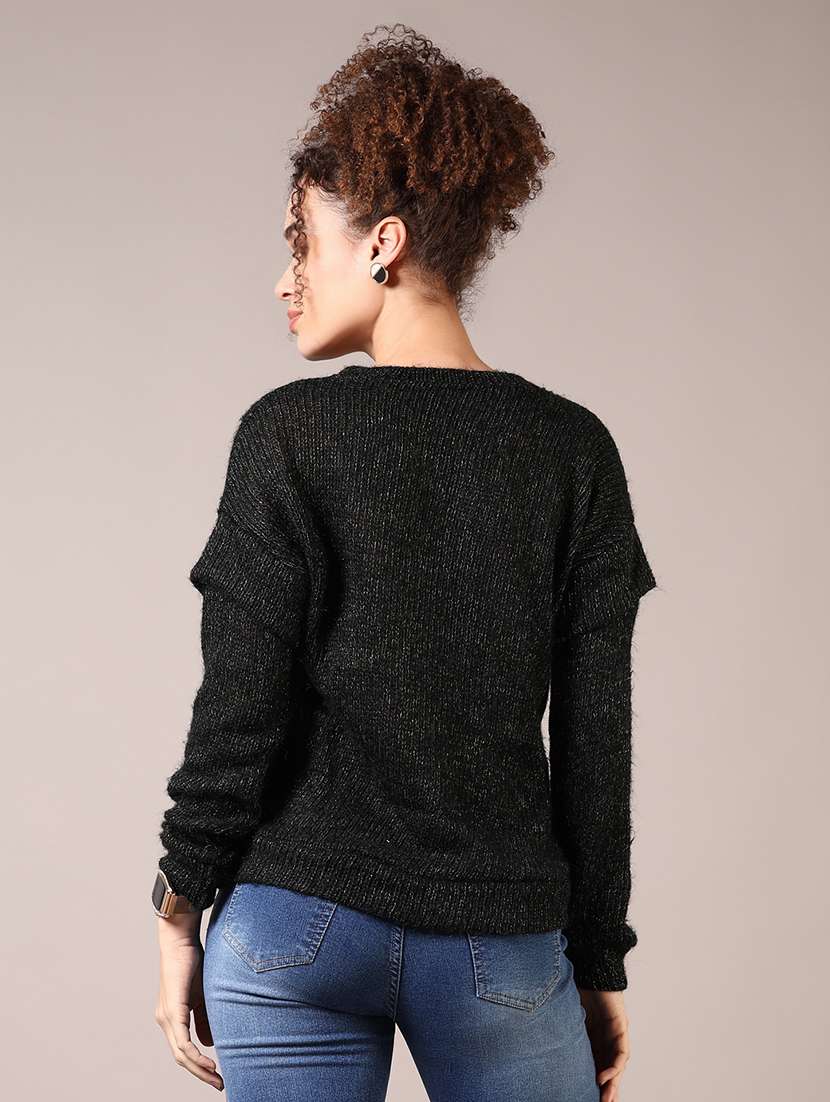 women solid long sleeve pullover - 21681101 -  Standard Image - 3