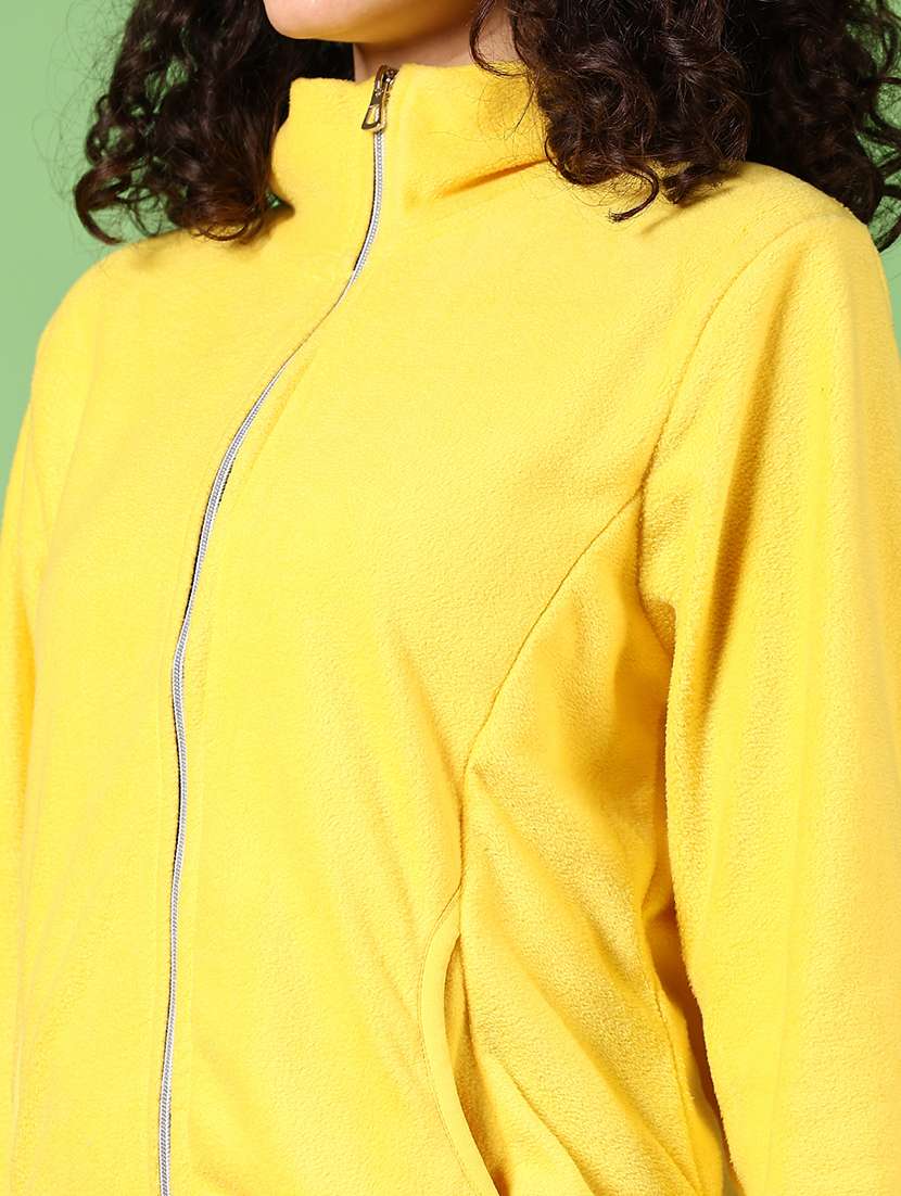 Women Yellow Solid Long Sleeve Regular Jacket - 21681155 -  Standard Image - 3