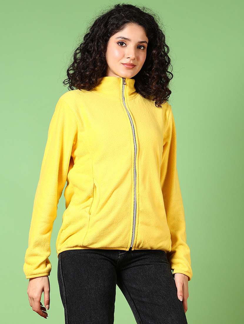 Women Yellow Solid Long Sleeve Regular Jacket - 21681155 -  Standard Image - 5