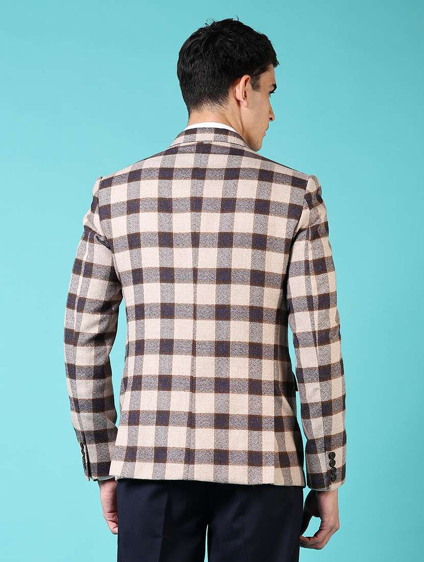 men checkered long sleeve single breasted blazer - 21681162 -  Standard Image - 3