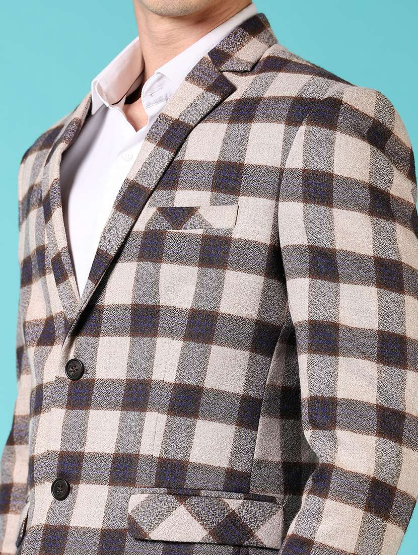 men checkered long sleeve single breasted blazer - 21681162 -  Standard Image - 5