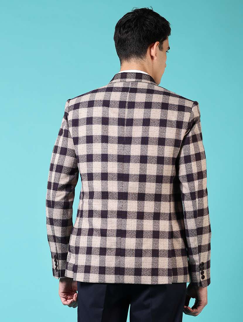 men checkered long sleeve single breasted blazer - 21681163 -  Standard Image - 3
