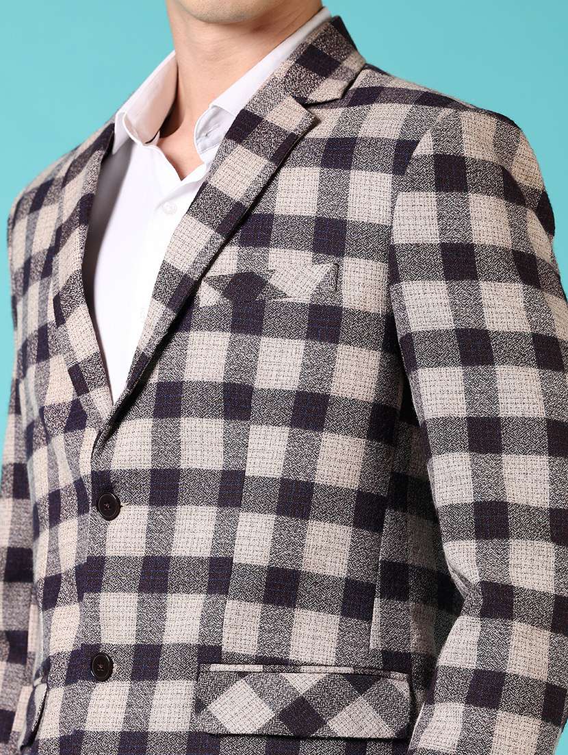 men checkered long sleeve single breasted blazer - 21681163 -  Standard Image - 5