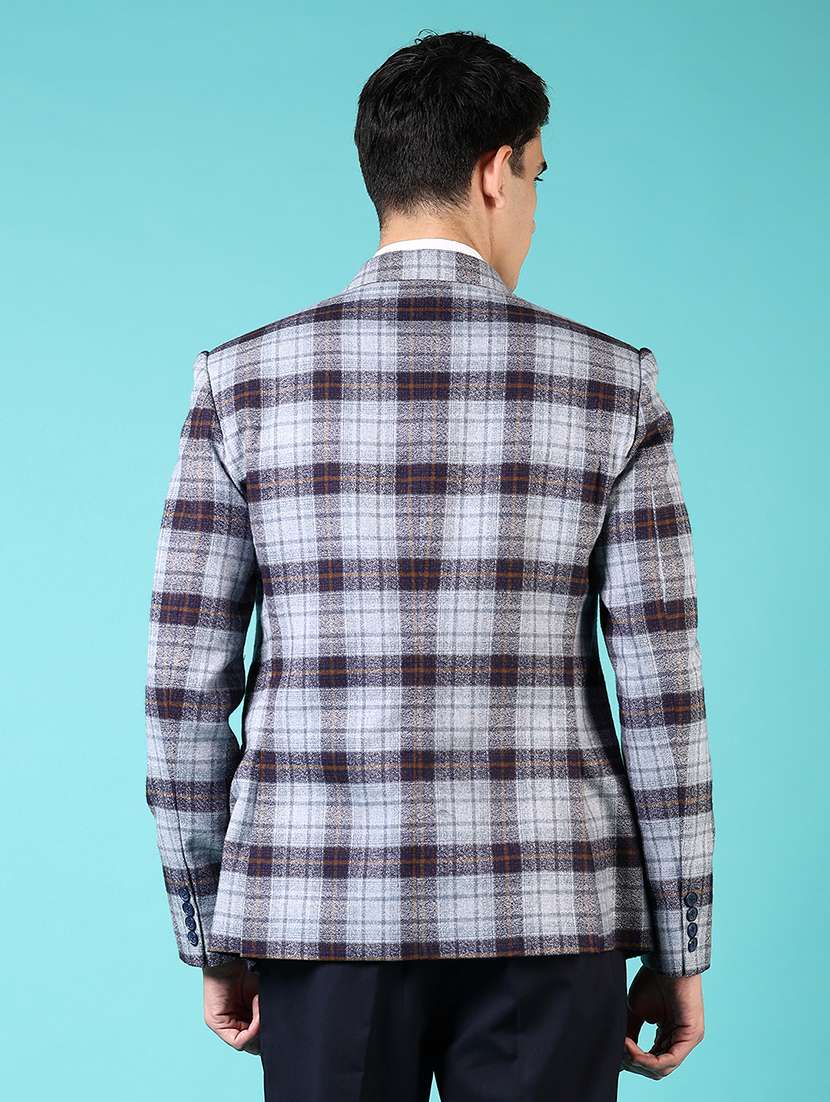 men checkered long sleeve single breasted blazer - 21681164 -  Standard Image - 3