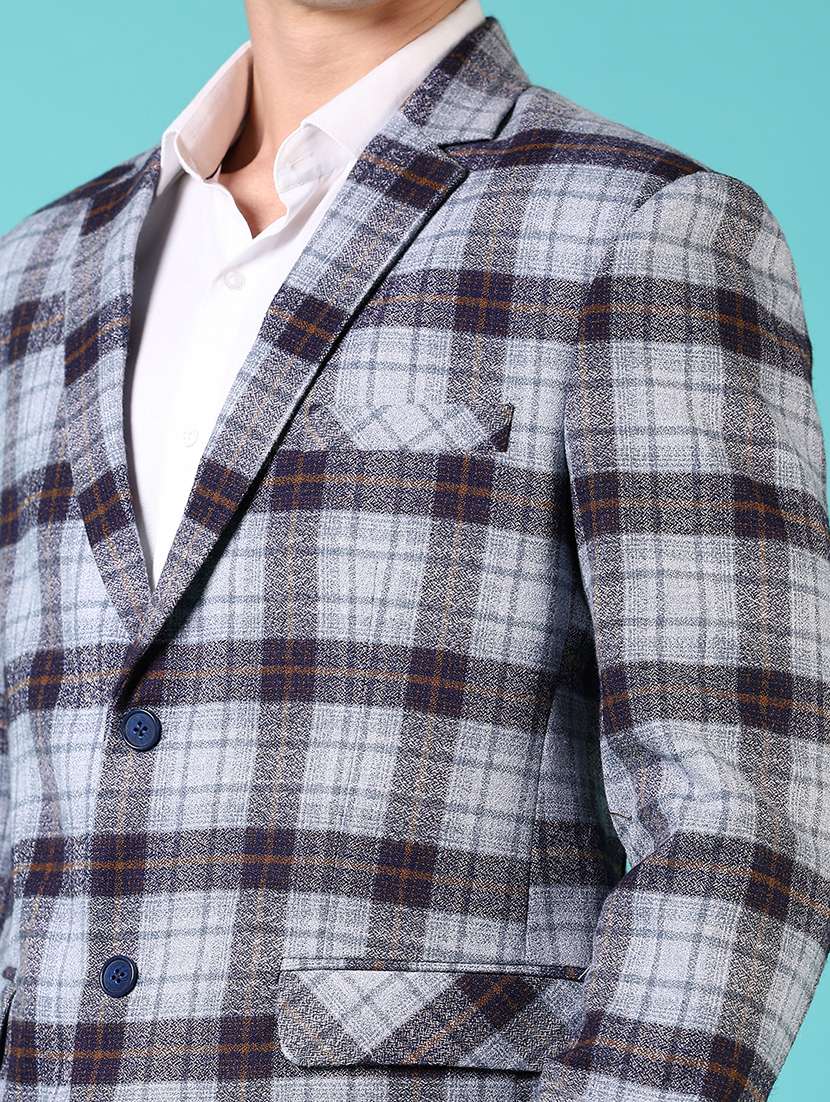 men checkered long sleeve single breasted blazer - 21681164 -  Standard Image - 5