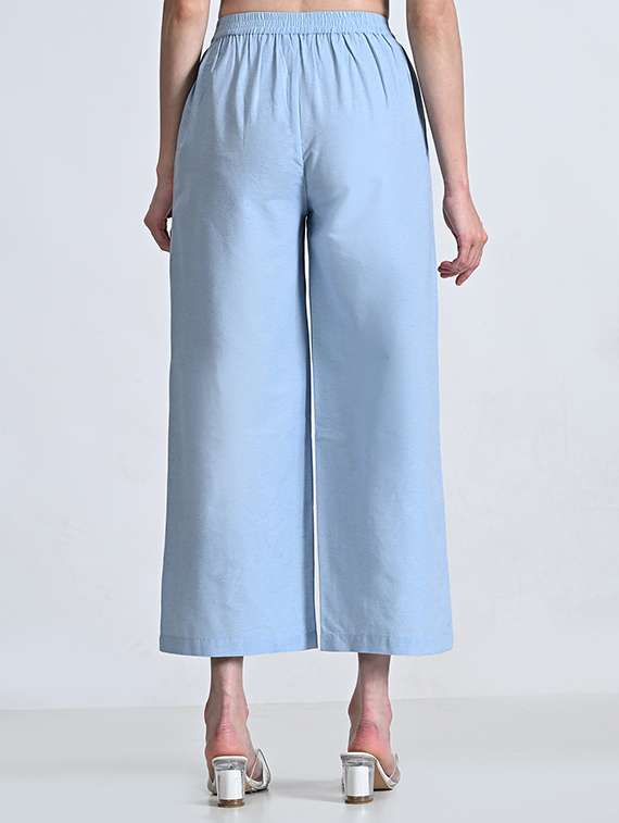 women solid high rise flared palazzo - 21681170 - Standard Image - 3