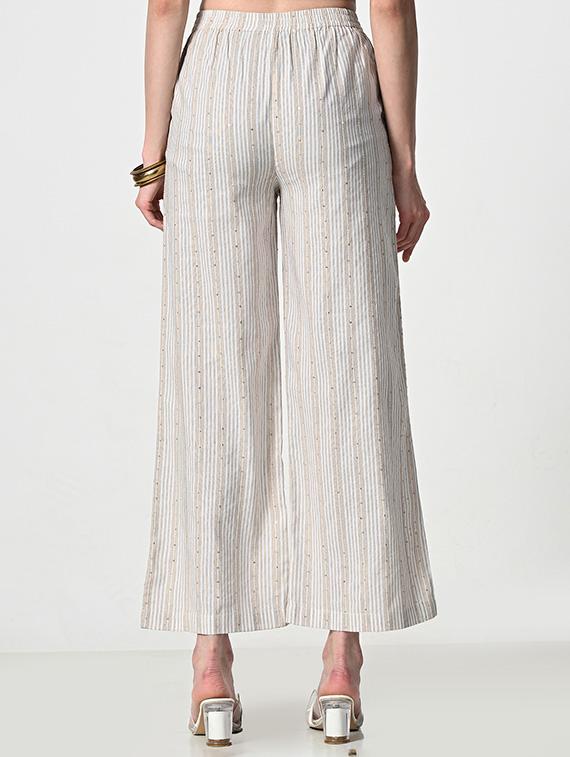 women striped high rise flared palazzo - 21681171 - Standard Image - 3
