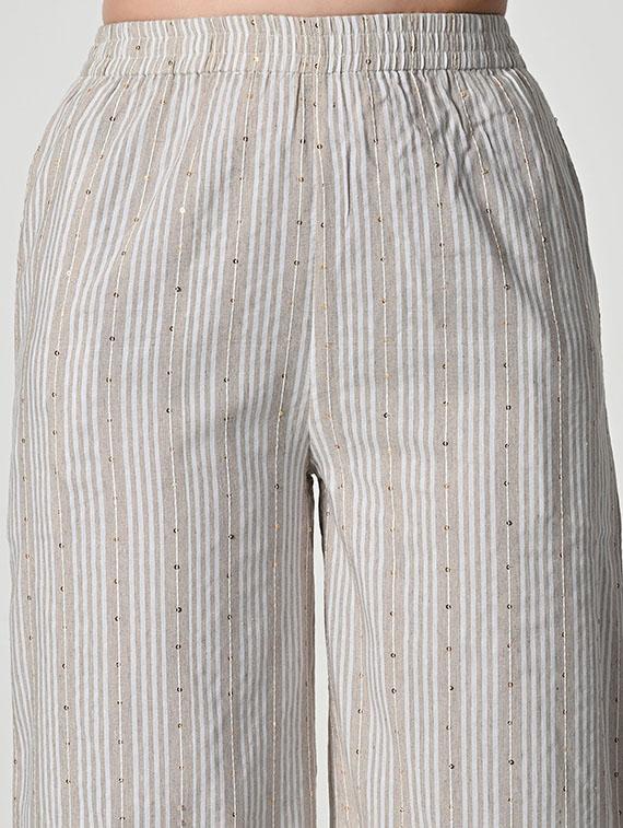 women striped high rise flared palazzo - 21681171 - Standard Image - 5