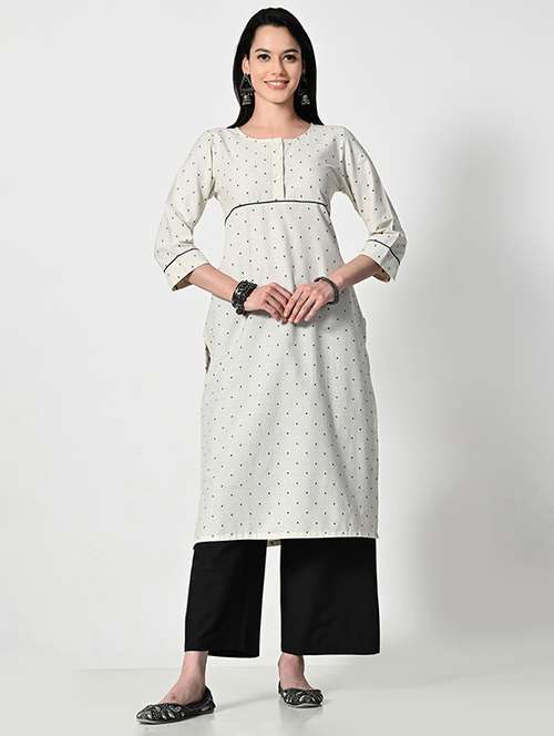 women three quarter sleeve kurta palazzo set - 21681190 - Standard Image - 0