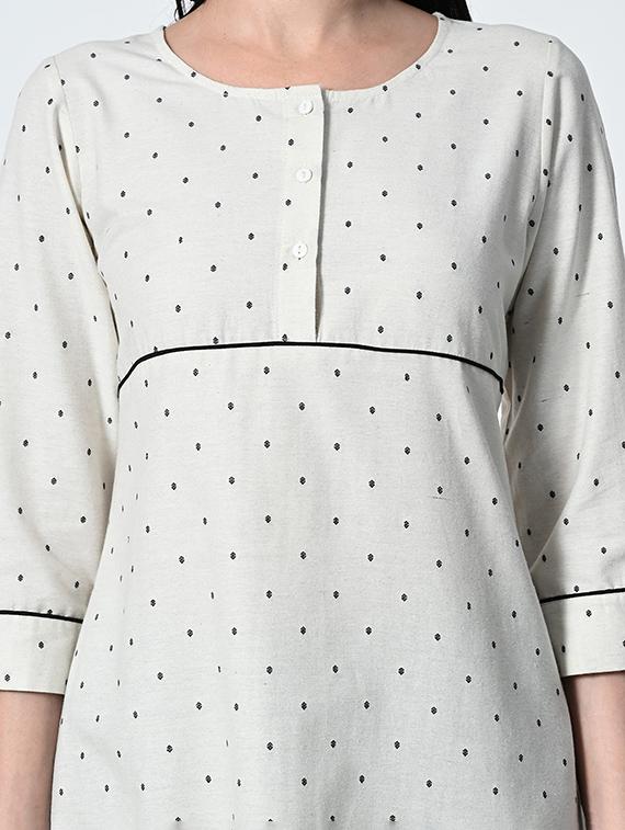 women cream polka dot a-line kurta - 21681372 - Standard Image - 5