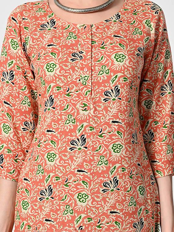 women printed three quarter sleeve a-line kurta - 21681374 - Standard Image - 5