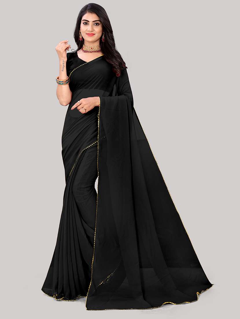 women solid gota work saree with blouse - 21681379 -  Zoom Image - 0