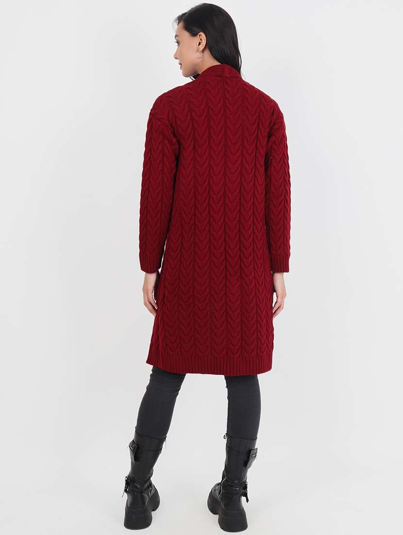 women acrylic solid long sleeve shrug - 21681854 -  Standard Image - 3