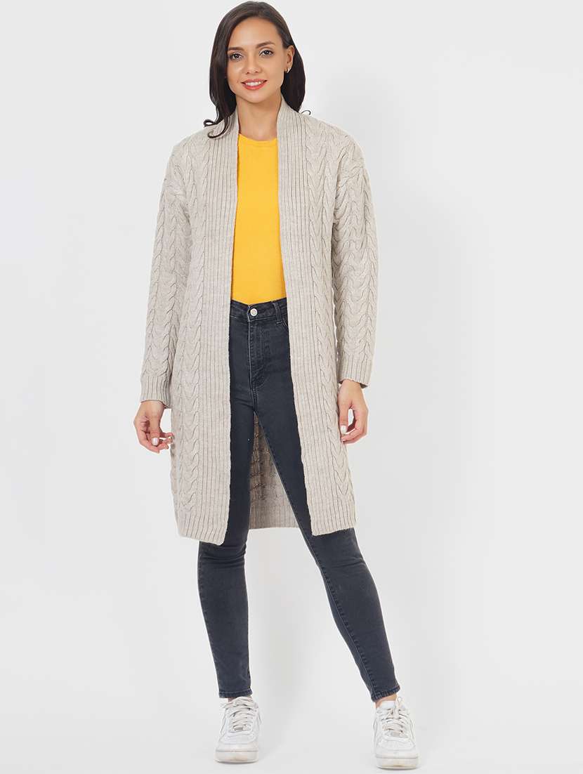 women acrylic solid long sleeve shrug - 21681855 -  Standard Image - 5