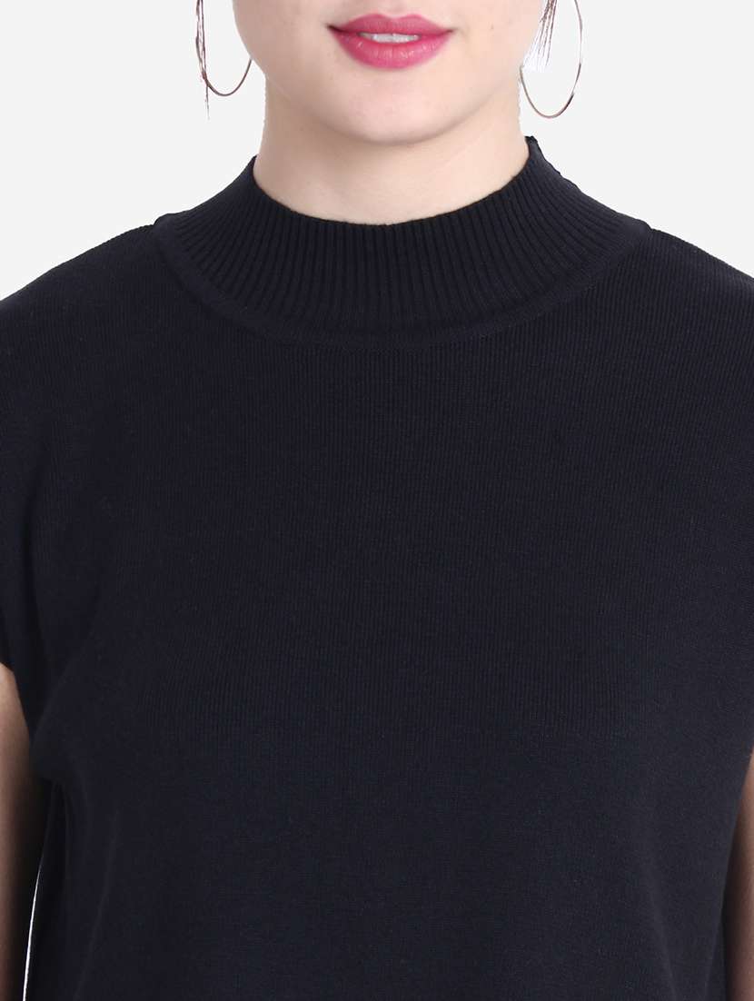women black solid crop top - 21681878 - Standard Image - 5