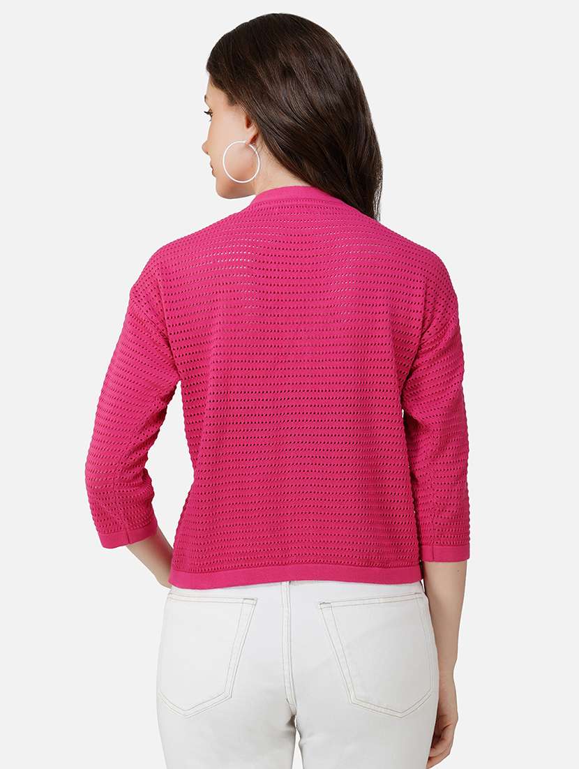 women self design three quarter sleeve regular top - 21681884 -  Standard Image - 3