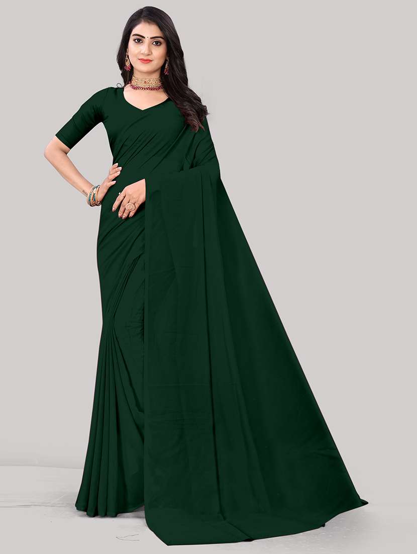 women green solid saree with blouse - 21681916 - Zoom Image - 0