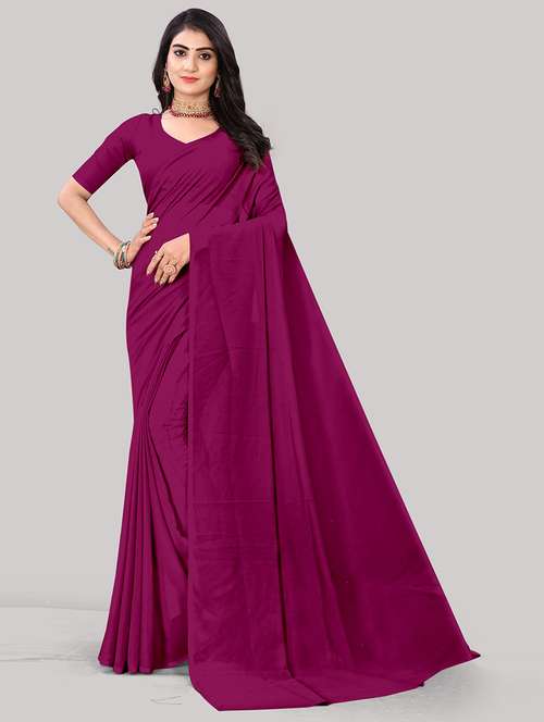 women purple solid saree with blouse - 21681918 -  Standard Image - 0