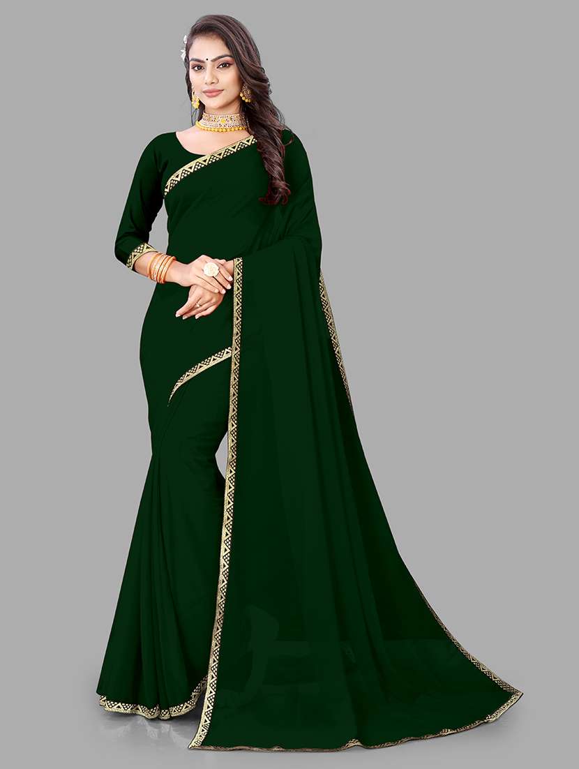 women solid lace work saree with blouse - 21681921 -  Zoom Image - 0