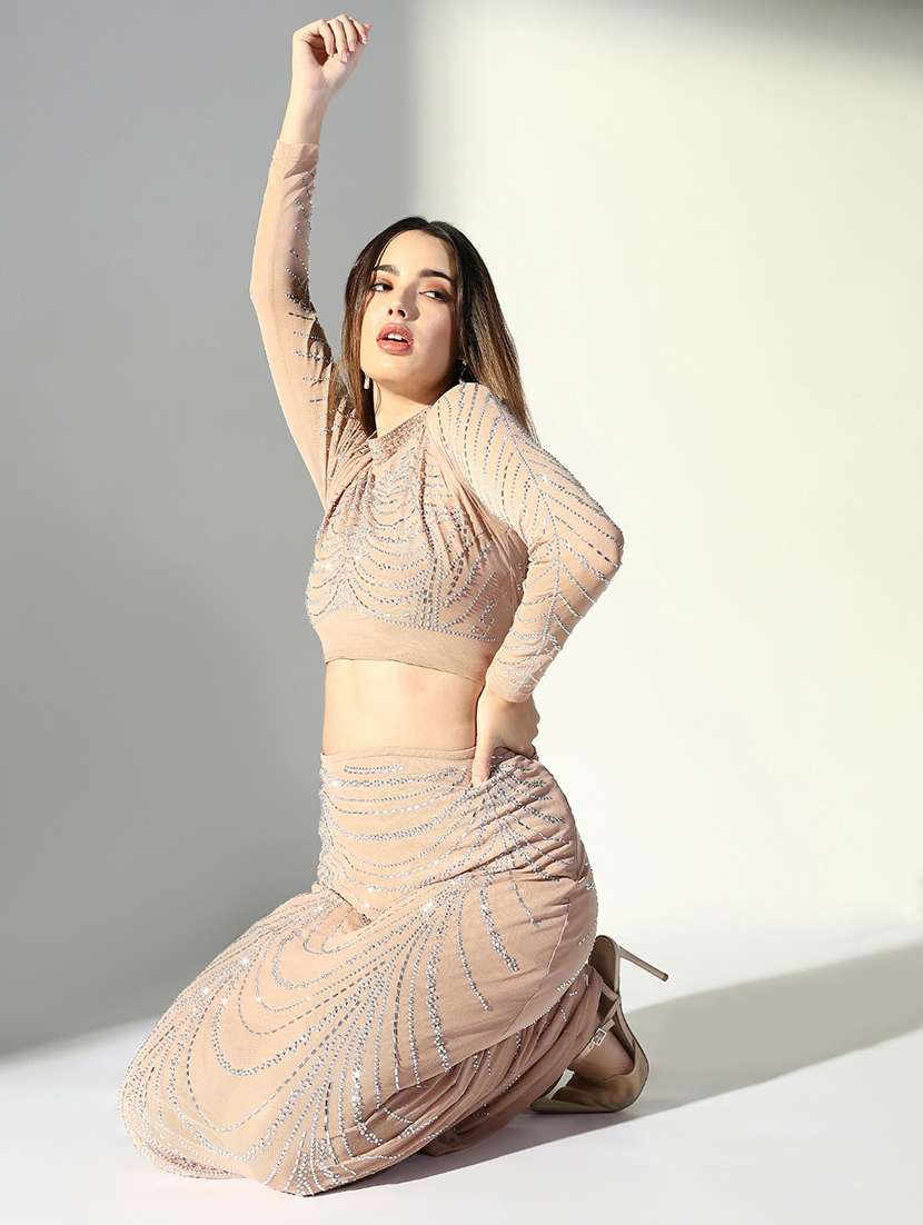women embellished top and skirt co-ord set - 21681999 -  Standard Image - 5