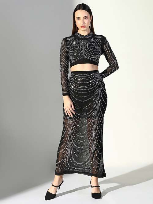 women embellished top and skirt co-ord set - 21682000 -  Standard Image - 0