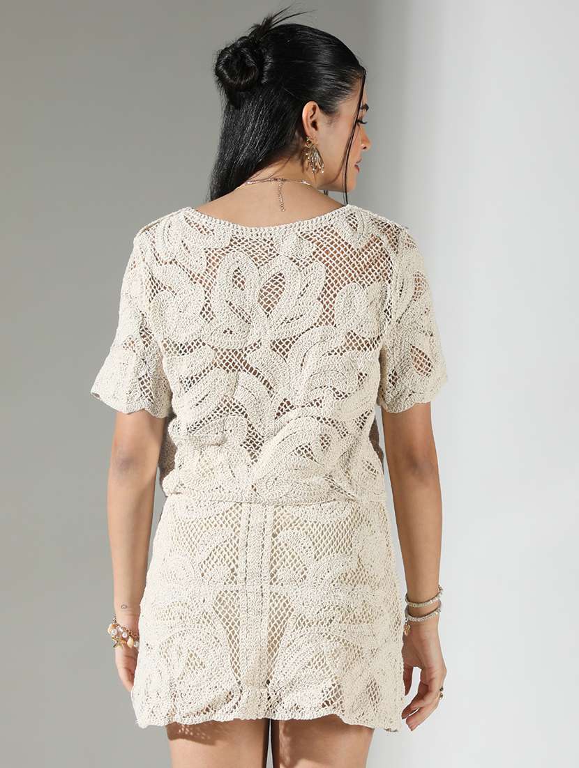 women schiffli detailed top and skirt co-ord set - 21682005 -  Standard Image - 3