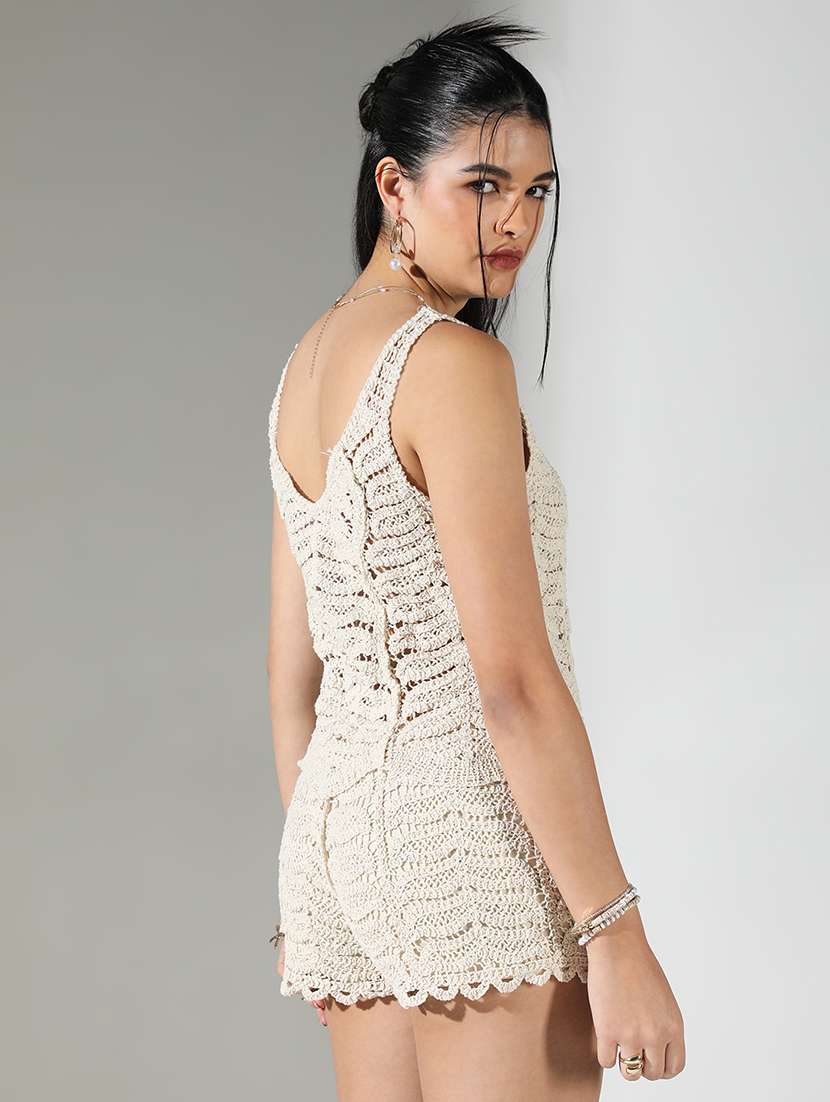 women schiffli detailed top and short co-ord set - 21682007 -  Standard Image - 3