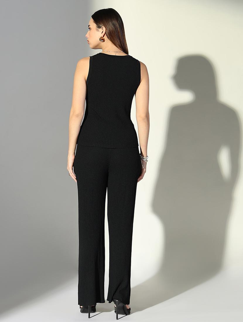 women solid top and trouser co-ord set - 21682010 - Standard Image - 3