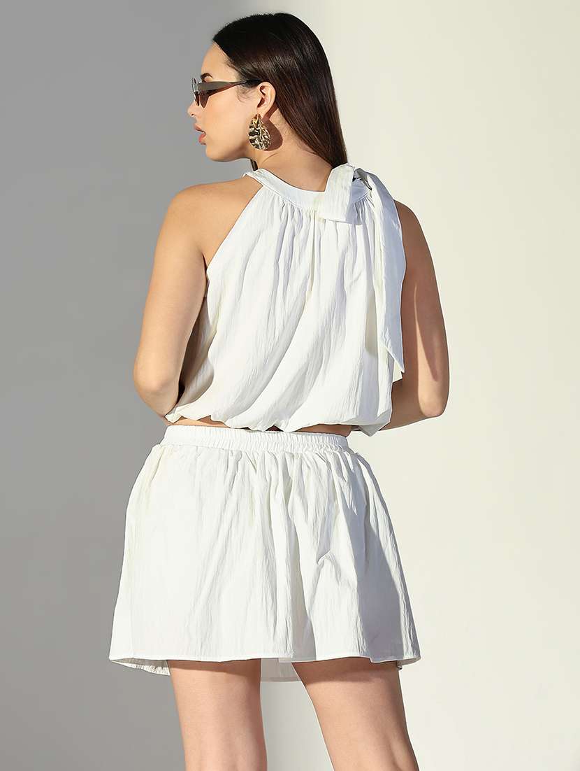women solid top and skirt co-ord set - 21682013 - Standard Image - 3