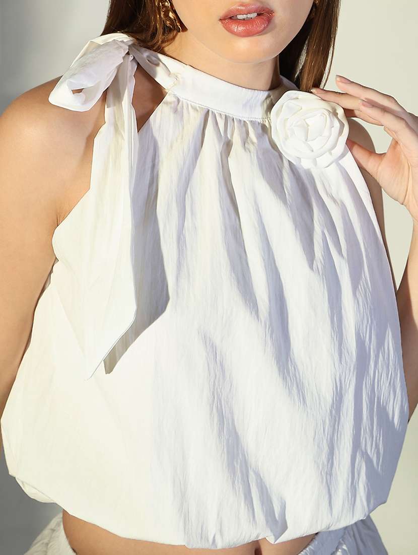 women solid top and skirt co-ord set - 21682013 - Standard Image - 5
