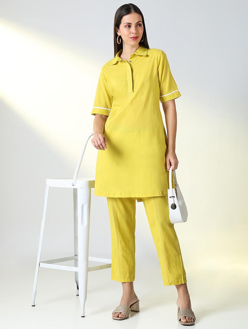 women lime solid top and trouser co-ords set - 21682026 -  Zoom Image - 0