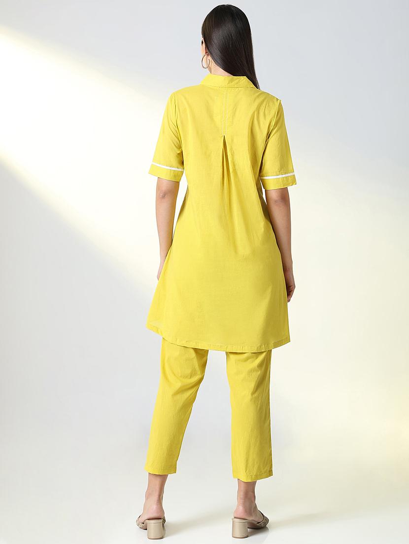 women lime solid top and trouser co-ords set - 21682026 - Standard Image - 3