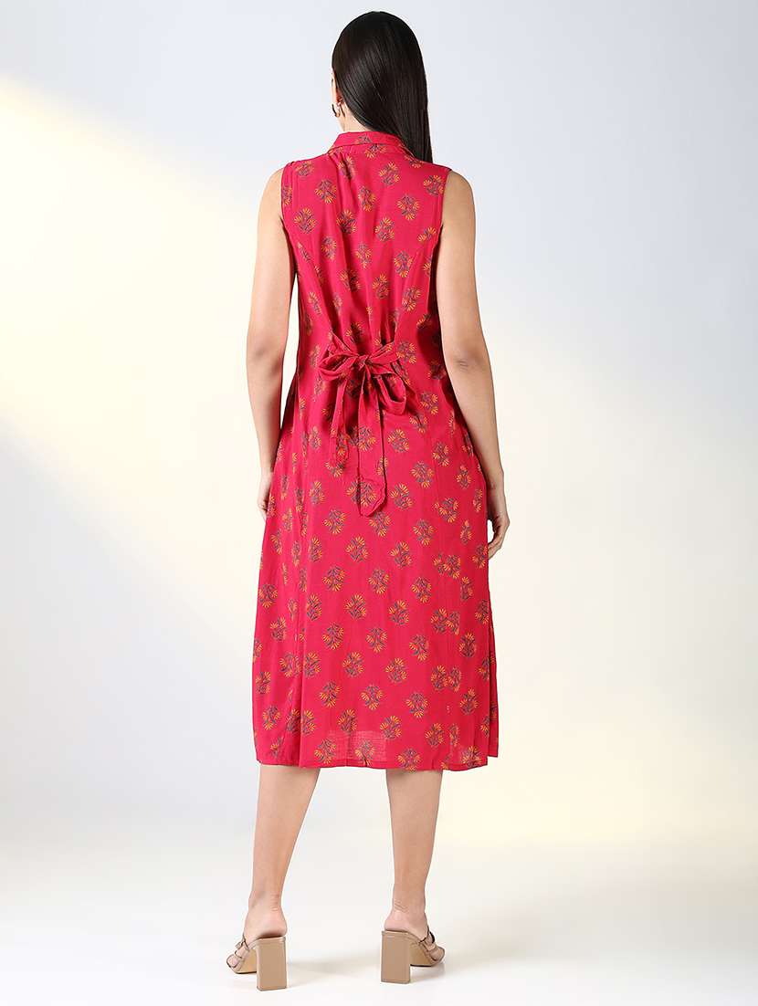 women printed sleeveless a-line dress - 21682031 -  Standard Image - 3