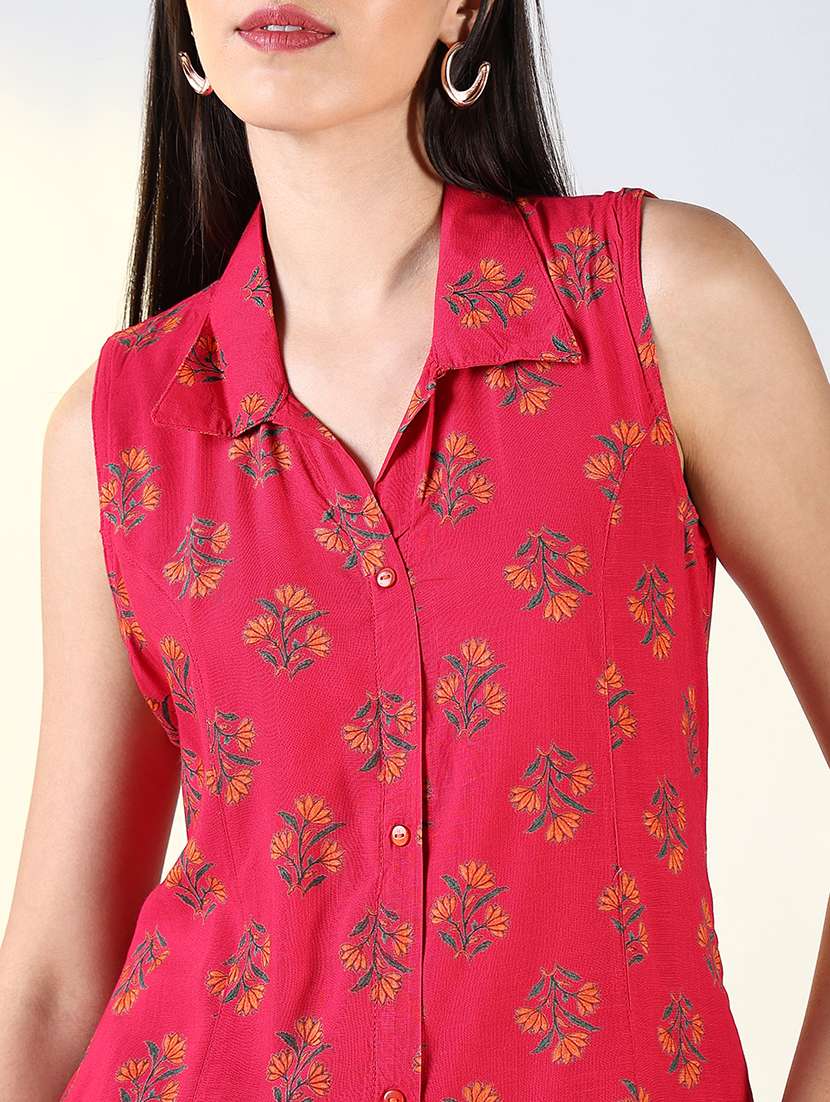 women printed sleeveless a-line dress - 21682031 -  Standard Image - 5