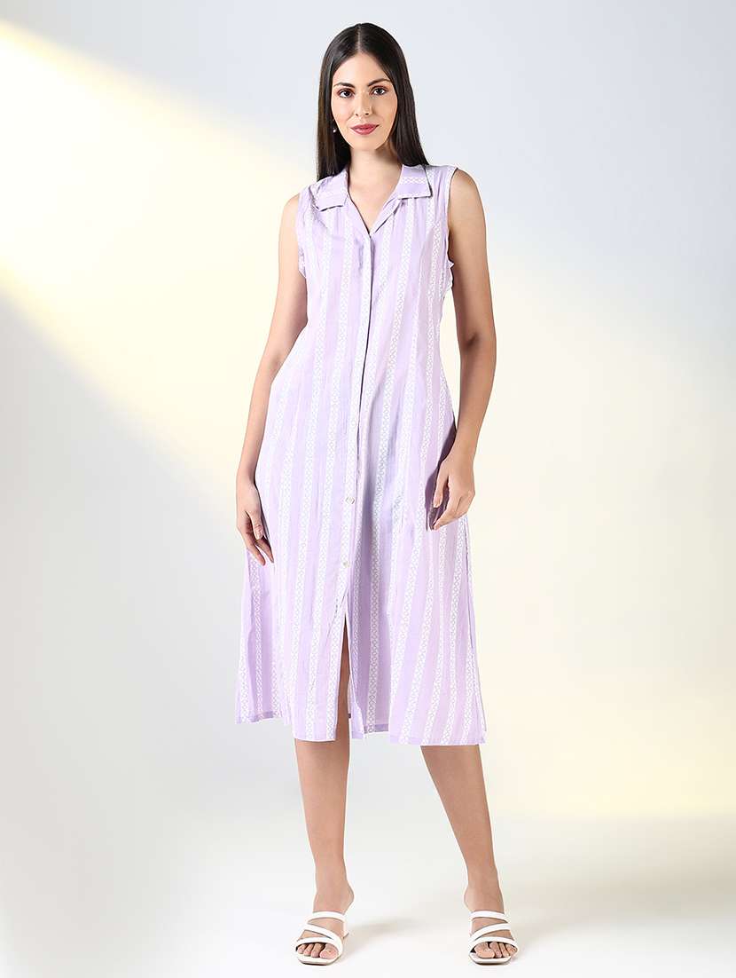 women printed sleeveless a-line dress