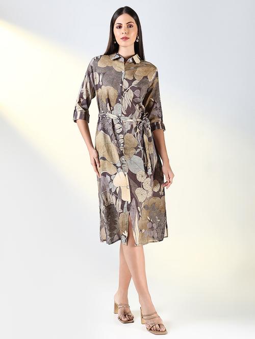 women printed collared shirt dress - 21682036 - Standard Image - 0