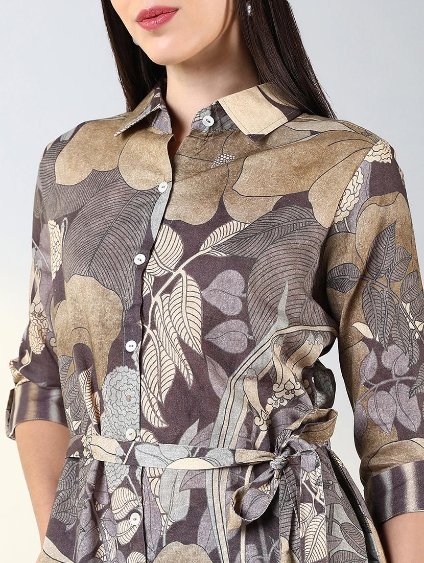 women printed collared shirt dress - 21682036 - Standard Image - 5