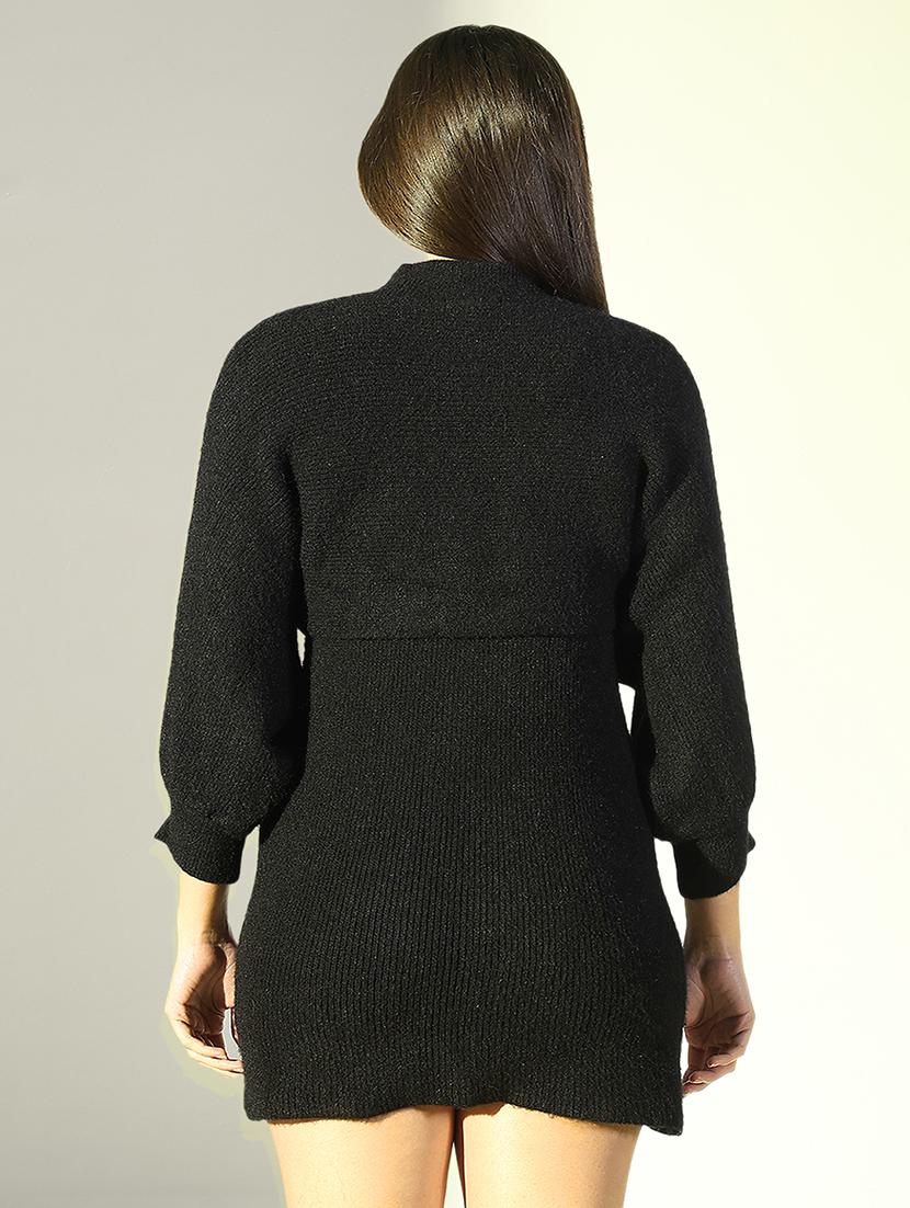 women solid winter wear dress with pullover - 21682041 - Standard Image - 3