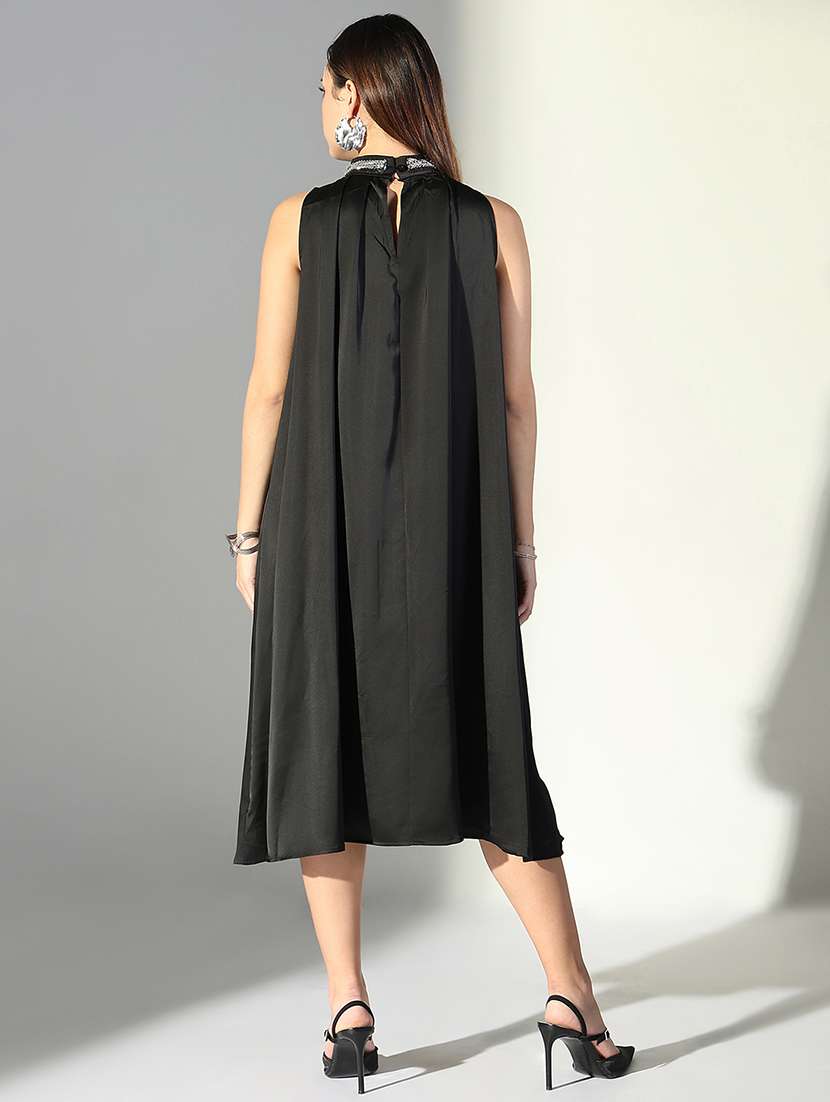 women solid sleeveless a-line dress - 21682060 -  Standard Image - 3