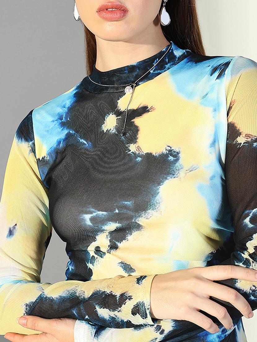 women abstract printed long sleeve bodycon dress - 21682066 - Standard Image - 5