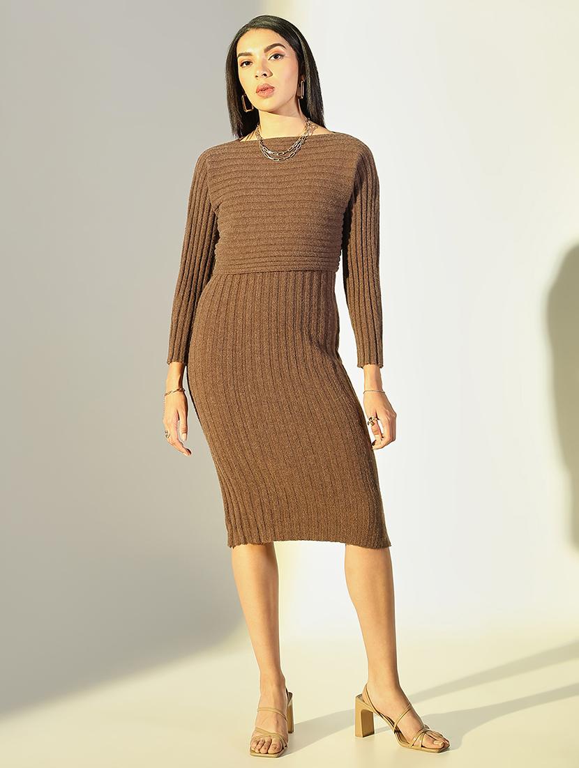women solid winter wear bodycon dress with pullover - 21682071 -  Zoom Image - 0