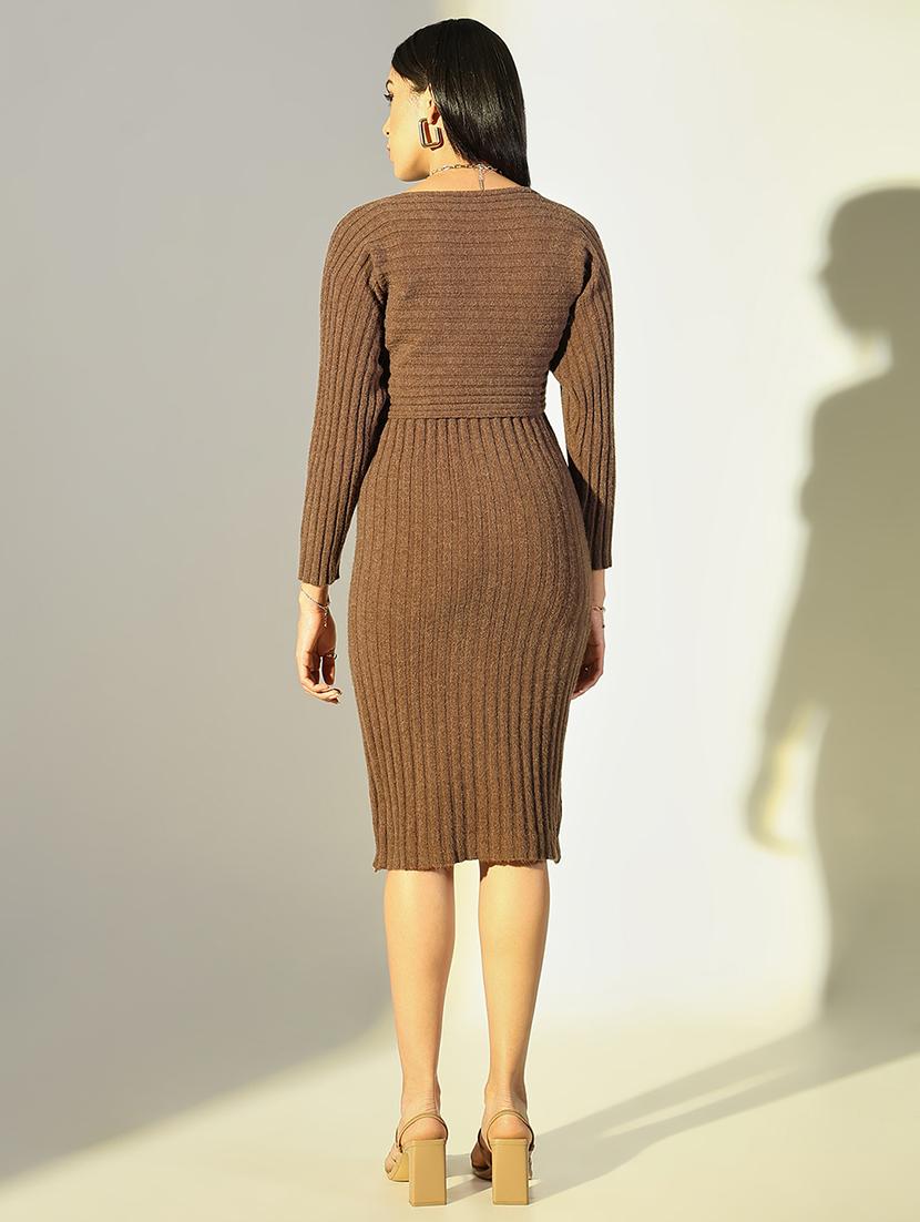 women solid winter wear bodycon dress with pullover - 21682071 - Standard Image - 3