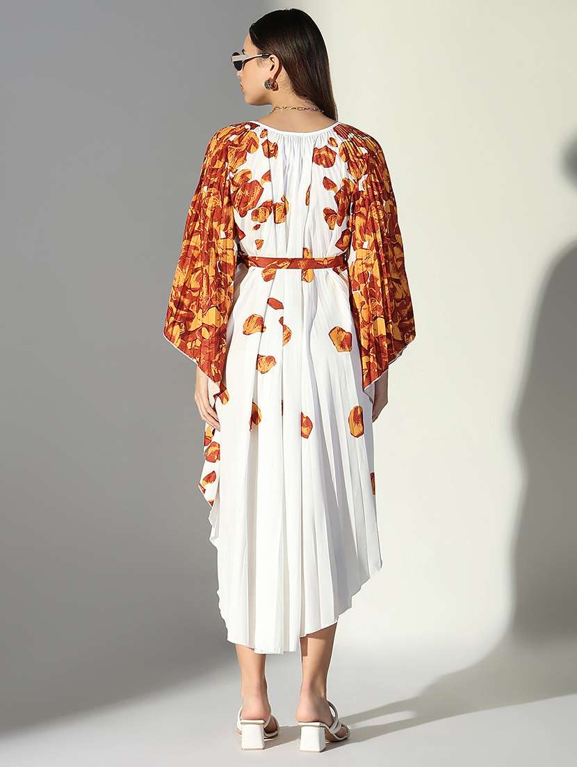 women white printed kaftan dress with belt - 21682073 -  Standard Image - 3
