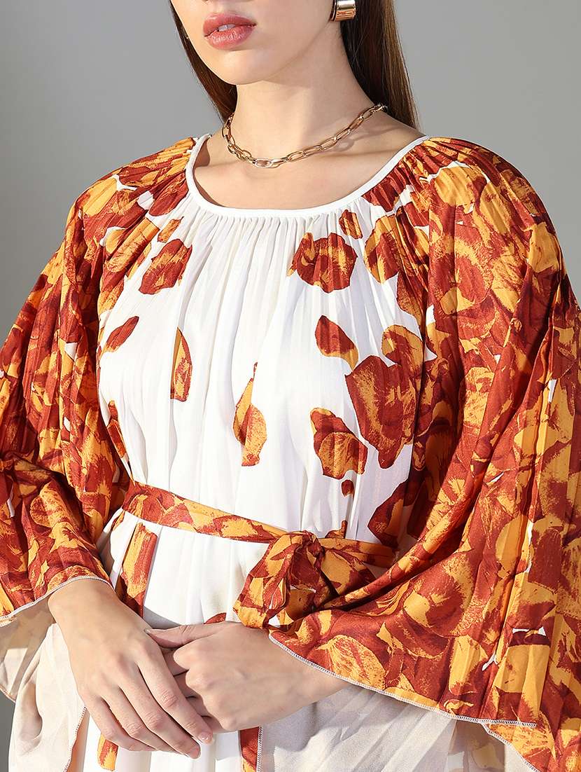 women white printed kaftan dress with belt - 21682073 -  Standard Image - 5