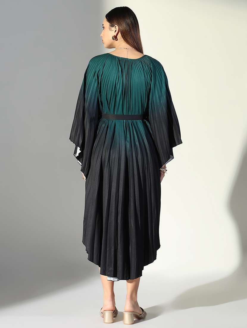 women green ombre kaftan dress with belt - 21682074 -  Standard Image - 3