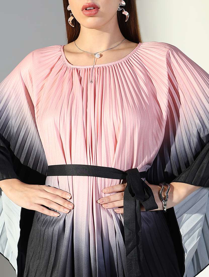 women pink ombre kaftan dress with belt - 21682075 -  Standard Image - 5
