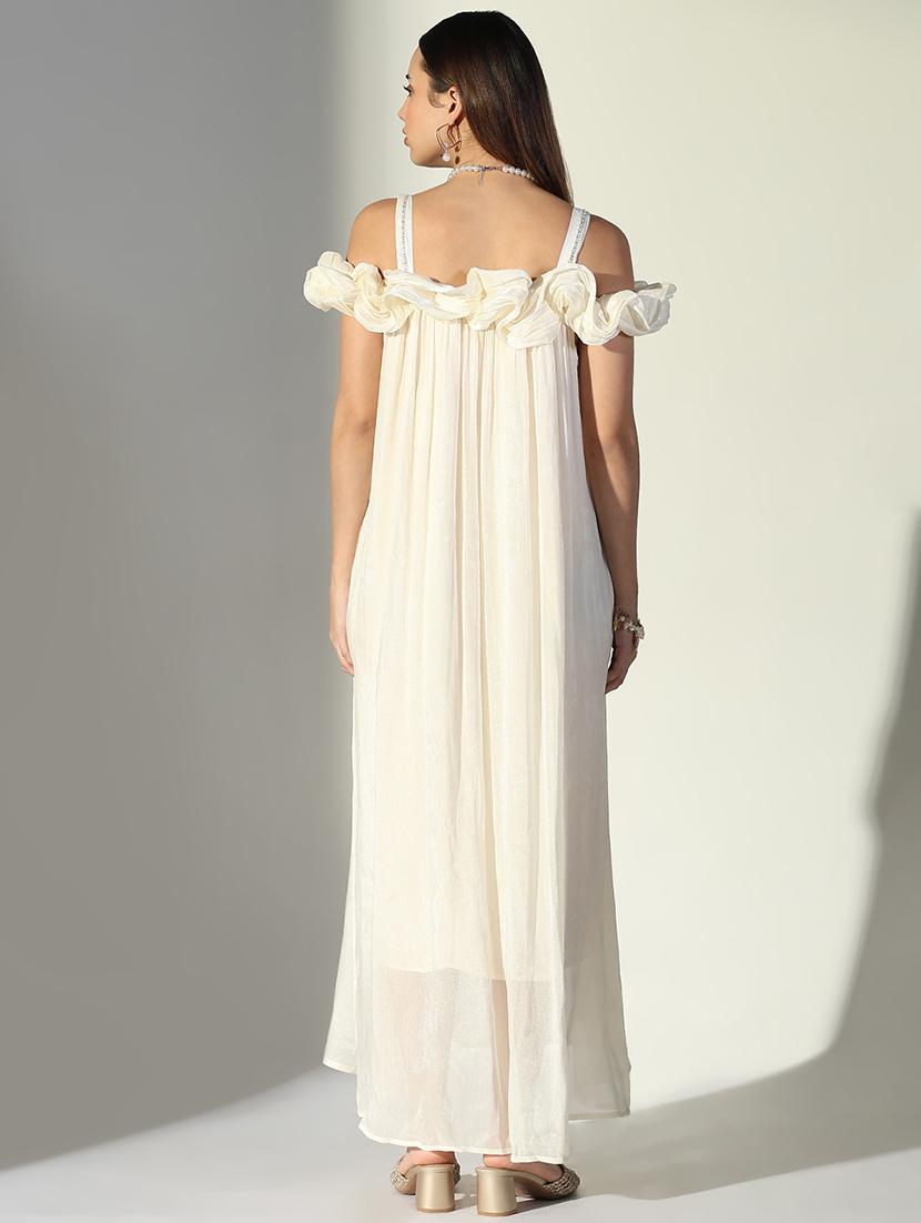 women solid shoulder strap neck a-line dress - 21682077 - Standard Image - 3